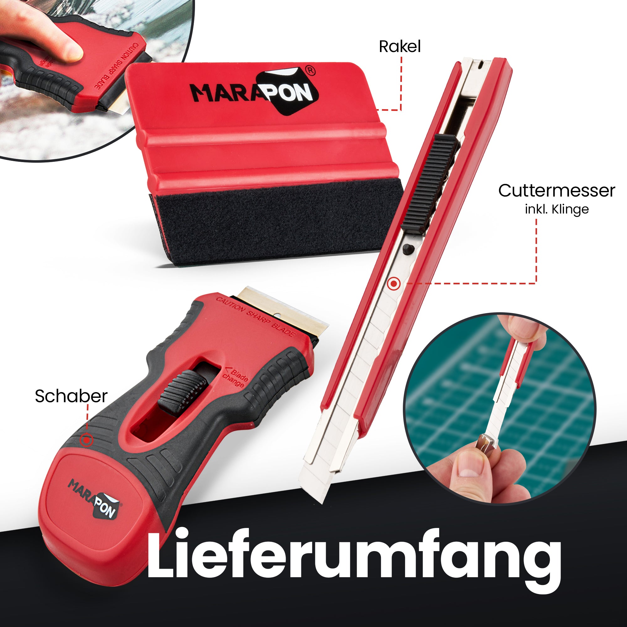 Rakel-Set von KING KONG STATE - hochwertiges Folierungs-Werkzeug-Set mit  Präzisionsmesser und Folienrakel : : Baumarkt